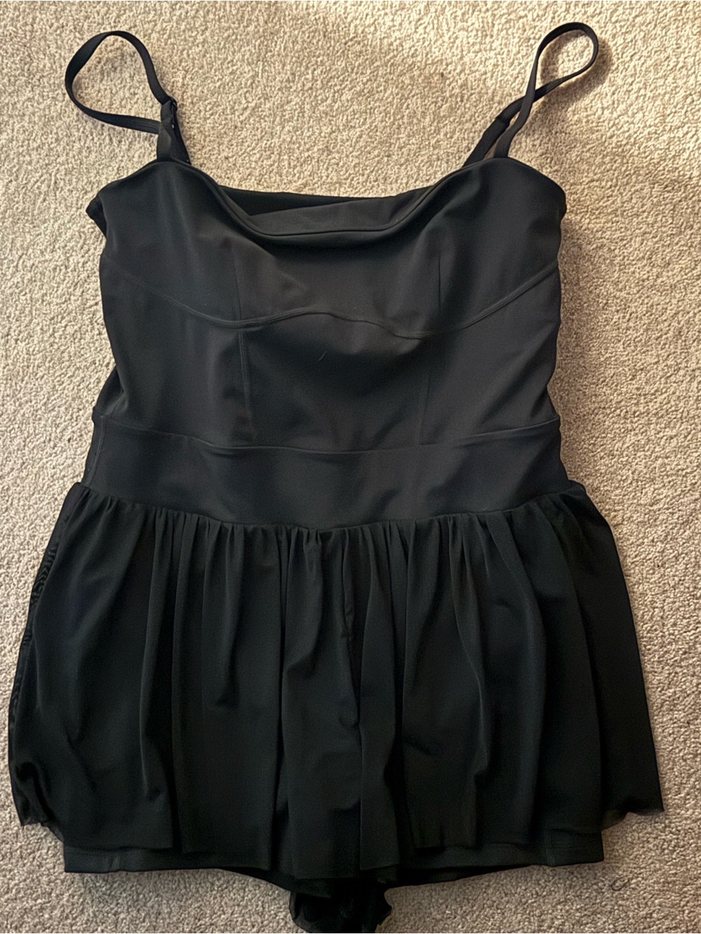 Classic Black Spaghetti-Strap yoga/pilates one piece